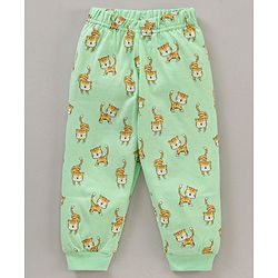Babyhug Full Sleeves Tiger Printed  Night Suit - Green
