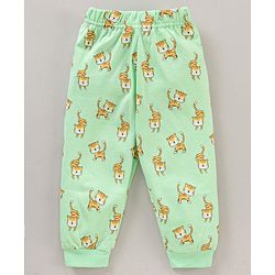 Babyhug Full Sleeves Tiger Printed  Night Suit - Green