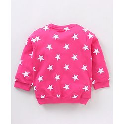 Babyhug Full Sleeves Terry Night Suit Star Print - Pink