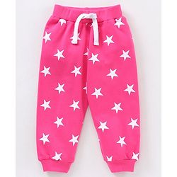 Babyhug Full Sleeves Terry Night Suit Star Print - Pink