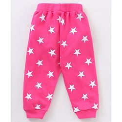 Babyhug Full Sleeves Terry Night Suit Star Print - Pink