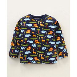 Babyhug Full Sleeves Night Suit Animal Print - Multicolor