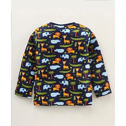 Babyhug Full Sleeves Night Suit Animal Print - Multicolor