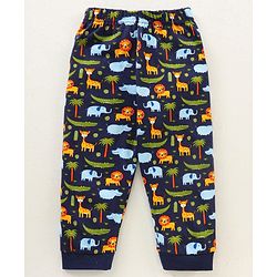 Babyhug Full Sleeves Night Suit Animal Print - Multicolor