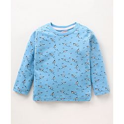 Babyhug Cotton Full Sleeves Night Suit Paper Plane Print - Blue