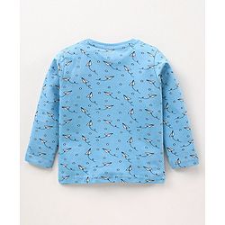 Babyhug Cotton Full Sleeves Night Suit Paper Plane Print - Blue