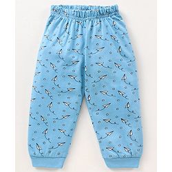 Babyhug Cotton Full Sleeves Night Suit Paper Plane Print - Blue