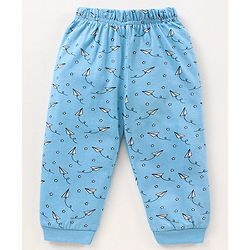 Babyhug Cotton Full Sleeves Night Suit Paper Plane Print - Blue
