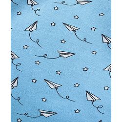 Babyhug Cotton Full Sleeves Night Suit Paper Plane Print - Blue