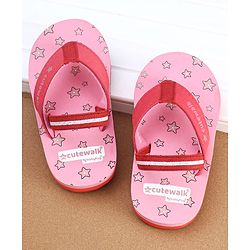 Cute Walk by Babyhug Flip Flops Star Print - Pink