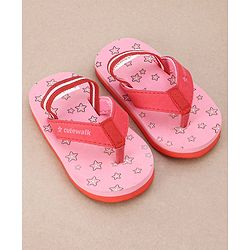 Cute Walk by Babyhug Flip Flops Star Print - Pink