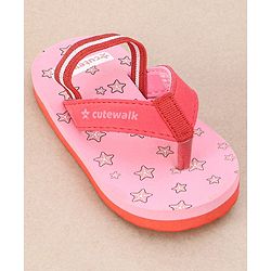 Cute Walk by Babyhug Flip Flops Star Print - Pink