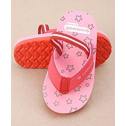 Cute Walk by Babyhug Flip Flops Star Print - Pink
