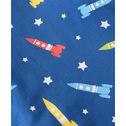 Babyhug Full Sleeves Cotton Night Suit Rocket & Stars Print- Navy Blue