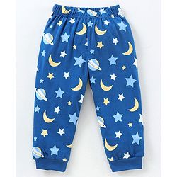 Babyhug Full Sleeves Cotton Night Suit Moon & Stars Print- Navy Blue