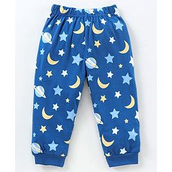 Babyhug Full Sleeves Cotton Night Suit Moon & Stars Print- Navy Blue
