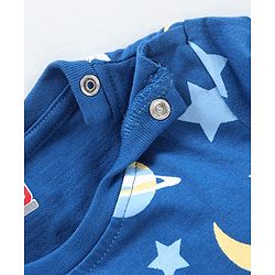 Babyhug Full Sleeves Cotton Night Suit Moon & Stars Print- Navy Blue