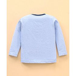 Babyhug Cotton Knit Full Sleeves Night Suit With Bear Print - Light Blue