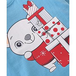 Babyhug Cotton Knit Full Sleeves Bear Printed Night Suit -  Blue