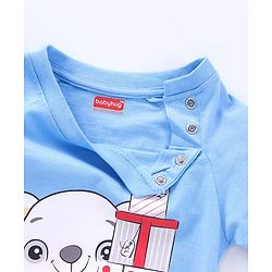 Babyhug Cotton Knit Full Sleeves Bear Printed Night Suit -  Blue