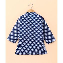 Babyhug Full Sleeves Kurta & Pajama Set Ethnic Print - White Blue