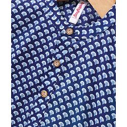 Babyhug Full Sleeves Kurta & Pajama Set Ethnic Print - White Blue