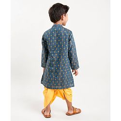 Babyhug Full Sleeves Embroidered Kurta and Dhoti Set - Blue & Yellow