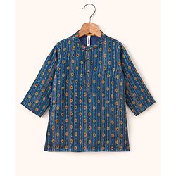 Babyhug Full Sleeves Embroidered Kurta and Dhoti Set - Blue & Yellow
