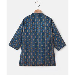 Babyhug Full Sleeves Embroidered Kurta and Dhoti Set - Blue & Yellow