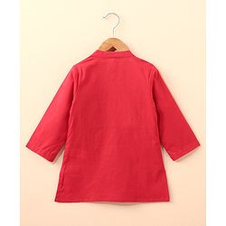 Babyhug Full Sleeves Pintucked Cotton Kurta Solid- Red