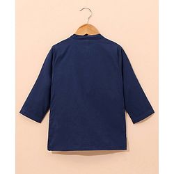 Babyhug Full Sleeves Cotton Pintucked Kurta Solid- Navy Blue