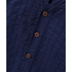 Babyhug Full Sleeves Cotton Pintucked Kurta Solid- Navy Blue
