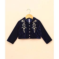 Babyhug Three Fourth Sleeves Embroidered Flared Lehenga Choli & Dupatta - Blue