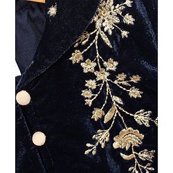 Babyhug Three Fourth Sleeves Embroidered Flared Lehenga Choli & Dupatta - Blue