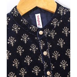 Babyhug Full Sleeves Embroidered Kurta and Pyjama Set - Navy & Cream
