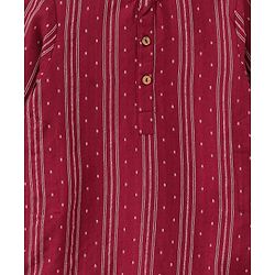 Babyhug Three Fourth Sleeve Handloom Stripe Kurta With Dobby Dhoti- MaroonBabyhug Three Fourth Sleeve Handloom Stripe Kurta With Dobby Dhoti- Maroon