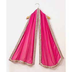 Babyhug Sleeveless Choli & Lehenga Set with Dupatta Tie Dye Print with Zari Design & Golden Lace Hem - Fuschia