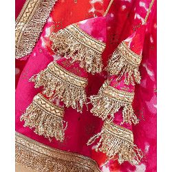 Babyhug Sleeveless Choli & Lehenga Set with Dupatta Tie Dye Print with Zari Design & Golden Lace Hem - Fuschia