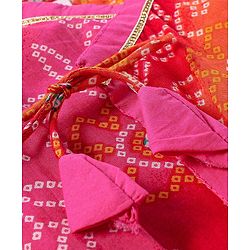 Babyhug 100% Cotton Full Sleeves Kurta & Dhoti Set Bandhani Print- Fuschia