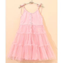Babyhug Singlet Embroidered Ethnic Dress with Sequins Detailing - Pink