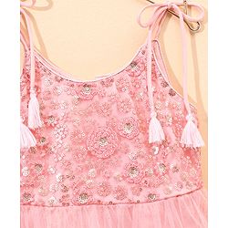 Babyhug Singlet Embroidered Ethnic Dress with Sequins Detailing - Pink