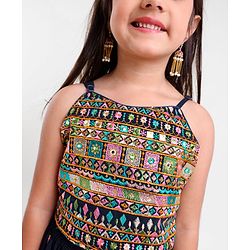 Babyhug Sleeveless Choli & Lehenga Set with Dupatta Thread Work - Blue