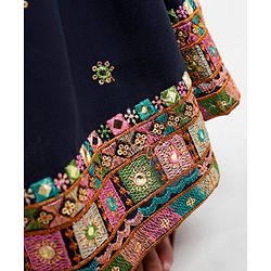 Babyhug Sleeveless Choli & Lehenga Set with Dupatta Thread Work - Blue