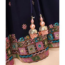 Babyhug Sleeveless Choli & Lehenga Set with Dupatta Thread Work - Blue