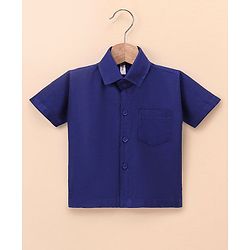 Babyhug Half Sleeves Shirt & Mundu Set Solid Colour- Royal Blue