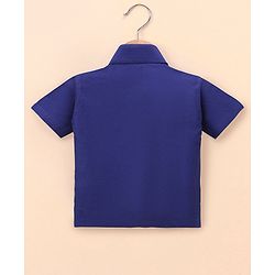 Babyhug Half Sleeves Shirt & Mundu Set Solid Colour- Royal Blue