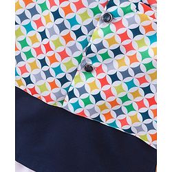 Babyhug 100% Cotton Full Sleeves Solid Kurta and Pyjama Set with Printed Modi Jacket - Navy & White