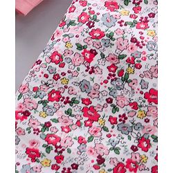 Babyhug Full Sleeves T-shirt and Dungaree Set Floral Print - Pink Off White