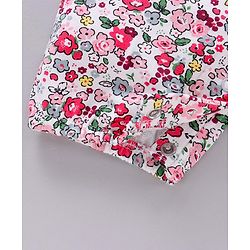 Babyhug Full Sleeves T-shirt and Dungaree Set Floral Print - Pink Off White