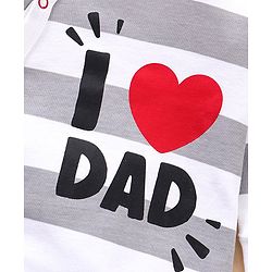 Babyhug Full Sleeves Cotton Striped and Text Print Sleep Suit - White